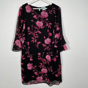 Wallis Womens Black and Pink Dress